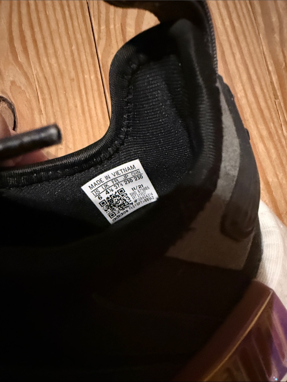 adidas Black Knit Sneakers with Pink and White Accents - Picture 5 of 5